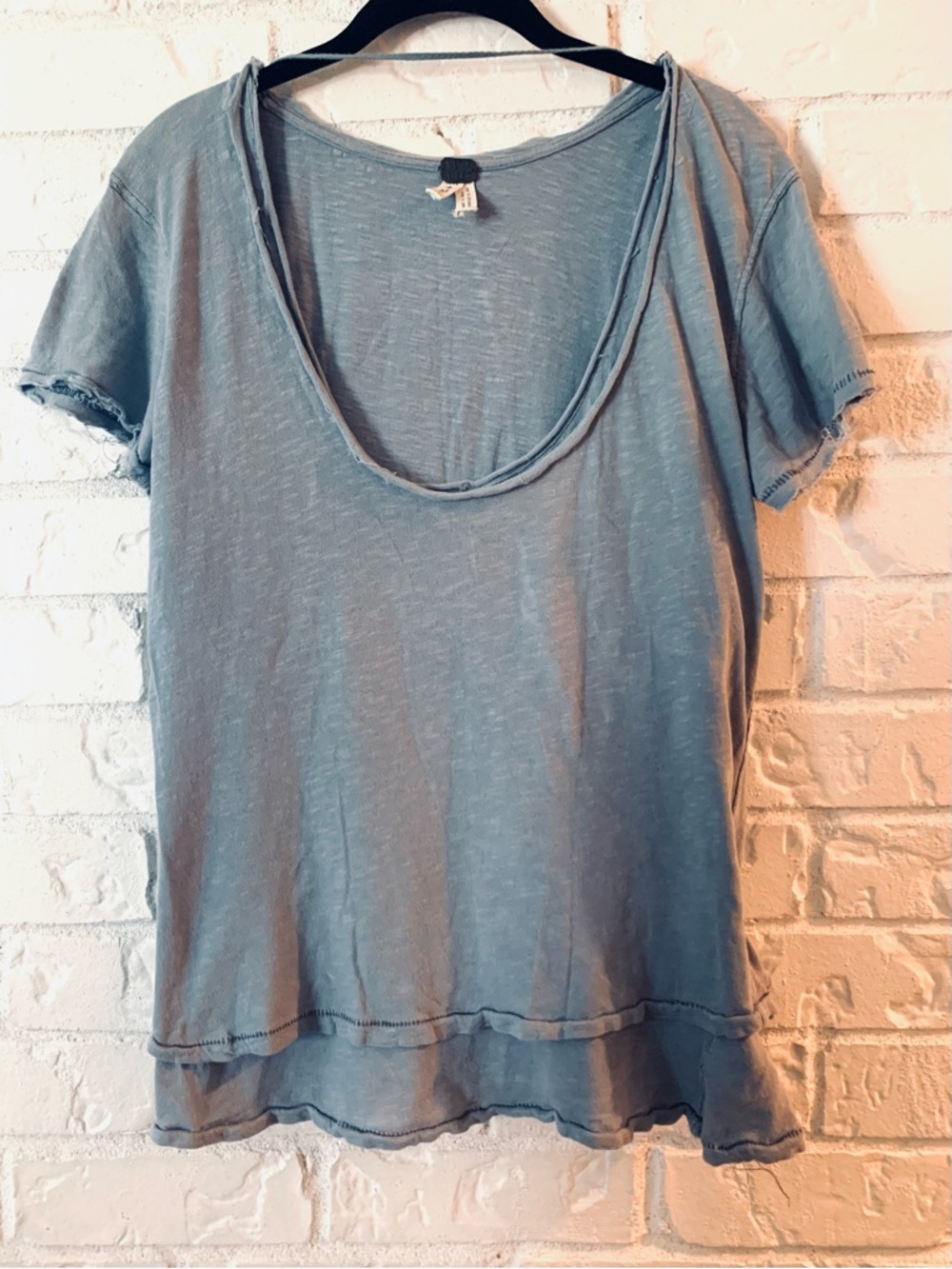 Free People “ We The Free” Womens “Phoebe” Blue/Gray Double Layer T-Shirt 
Sz M